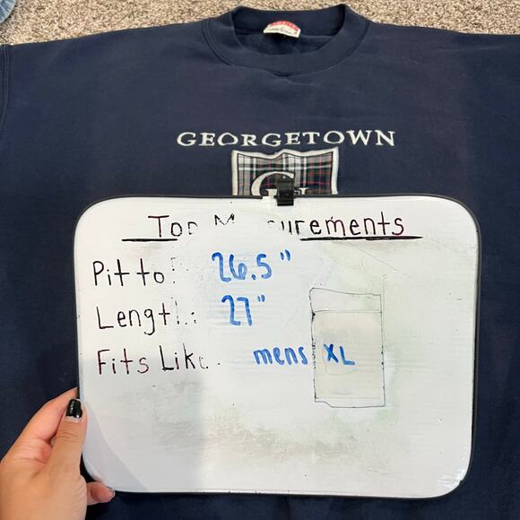 VTG 90s Men's Blue Nutmeg Georgetown University Bulldogs Crewneck Sweatshirt XL - Picture 8 of 8